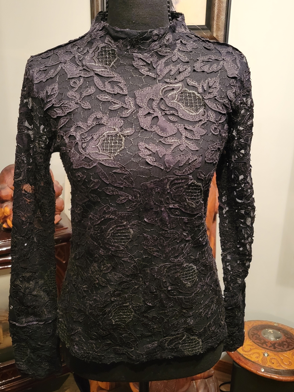 next Black Lace Long Sleeve High Neck Top
